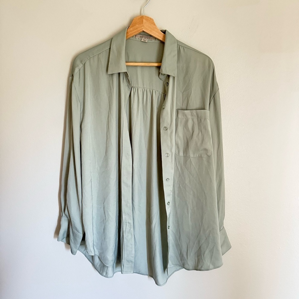 All saints women’s Bernie oversized button down shirt Sage green size 6 - Picture 3 of 7